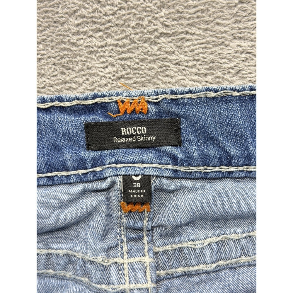 True Religion Jeans Mens Measured 39x31 Blue‎ Light Wash Rocco Relaxed Skinny - Picture 6 of 9